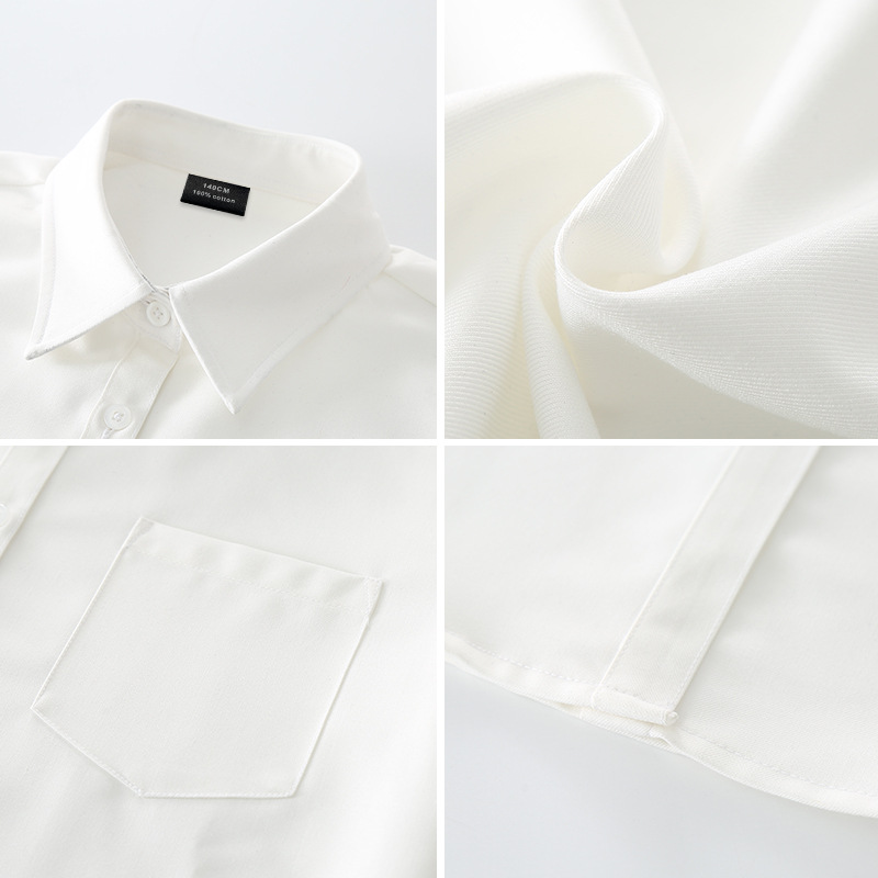 Children's short-sleeved white shirts, boys' summer short-sleeved white shirts, girls' watches, performance costumes, pure cotton school uniforms for primary school students Application Scenario