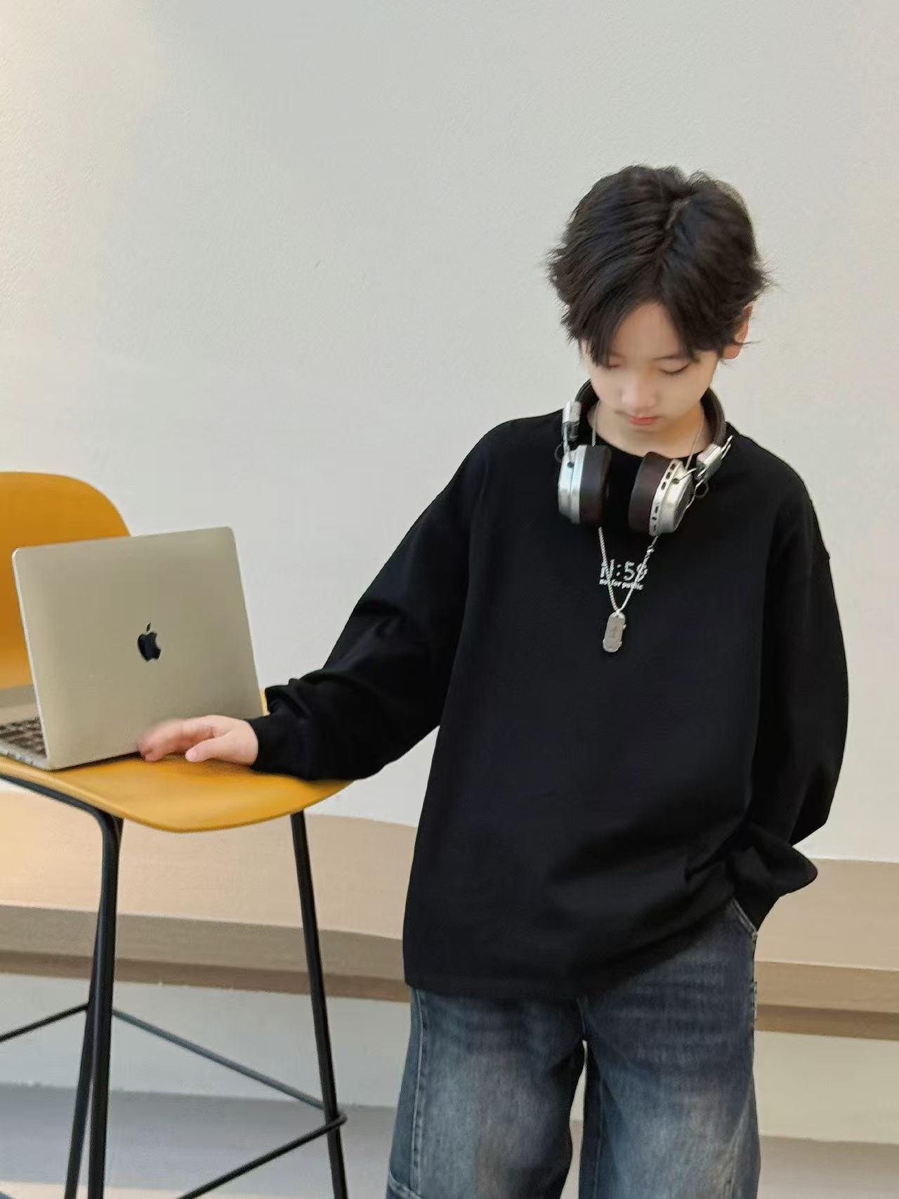 男童长袖T恤2025新款儿童100%纯棉春秋装上衣中大童白色打底衫潮详情12