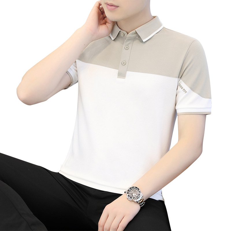 Business commuting short-sleeved men's Polo shirt, trendy summer youth casual lapel half-sleeve quick-drying breathable top T-shirt Item Picture