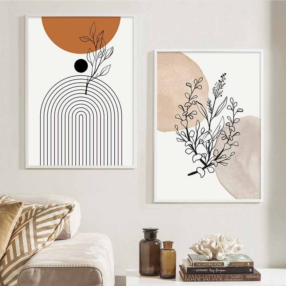 Modern Simple Living Room Decorative Painting Line Abstract Art Sofa Background Wall Hanging Painting Advanced Sense Atmosphere Combination Painting Application Scenario