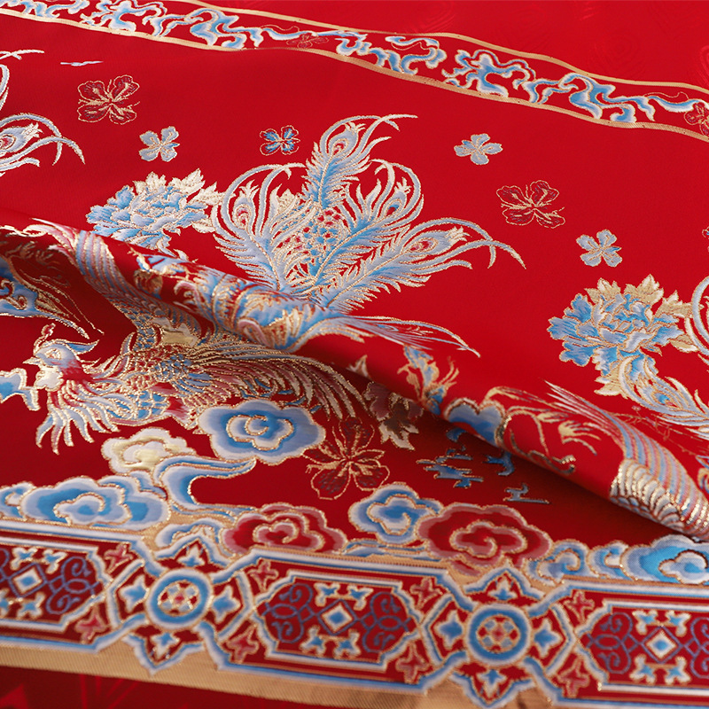 国潮《凤舞九天》新中式面料织金妆花提花缎国风