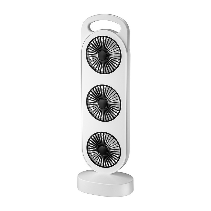 Wholesale of new three-head high-power desktop fans, USB charging portable home, outdoor and dormitory fans Item Picture