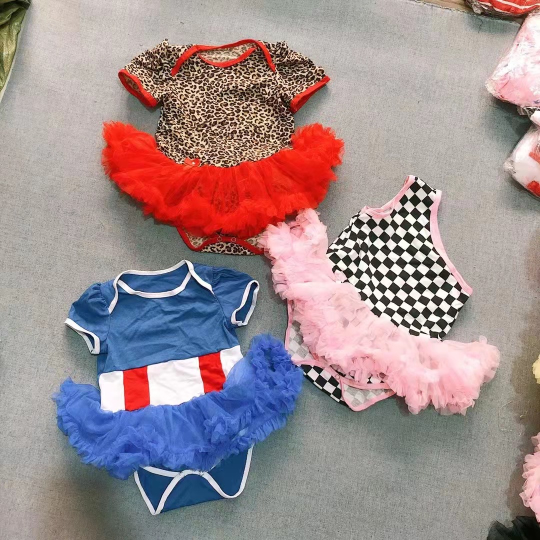 European and American short-sleeved chiffon dresses, one-piece triangular Haga dresses, Haga dresses Stocks children's clothing Specification image