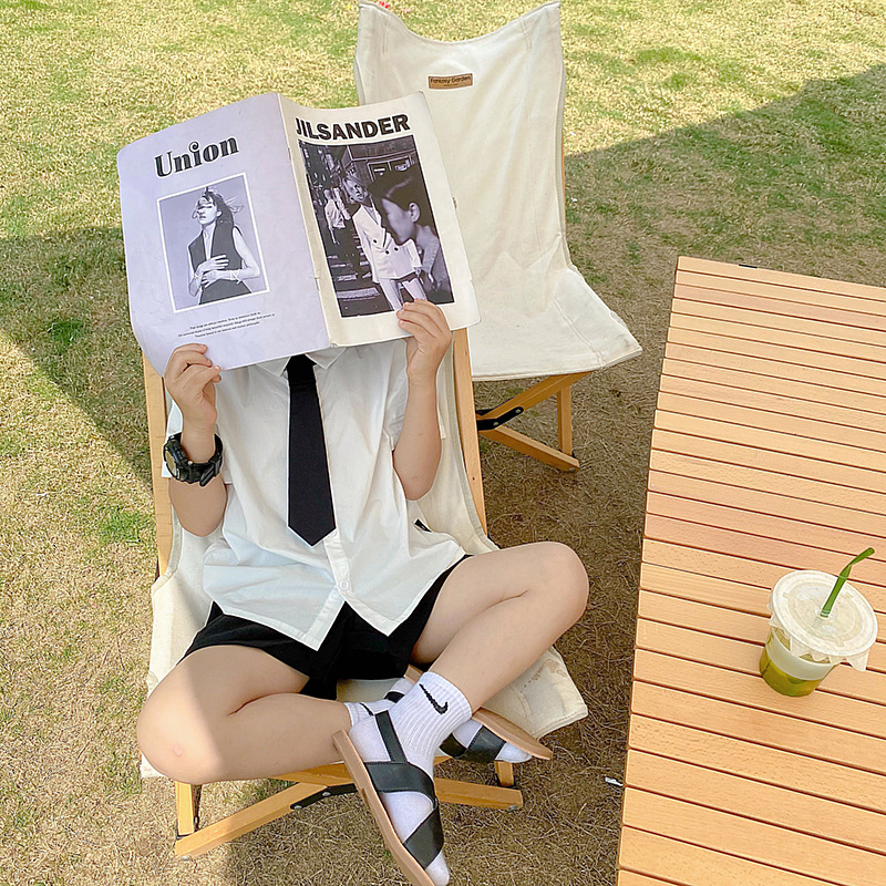 纯棉短袖/童言童语/儿童花女童短袖复古/儿童花男短袖复古/幼儿纯棉套装细节图