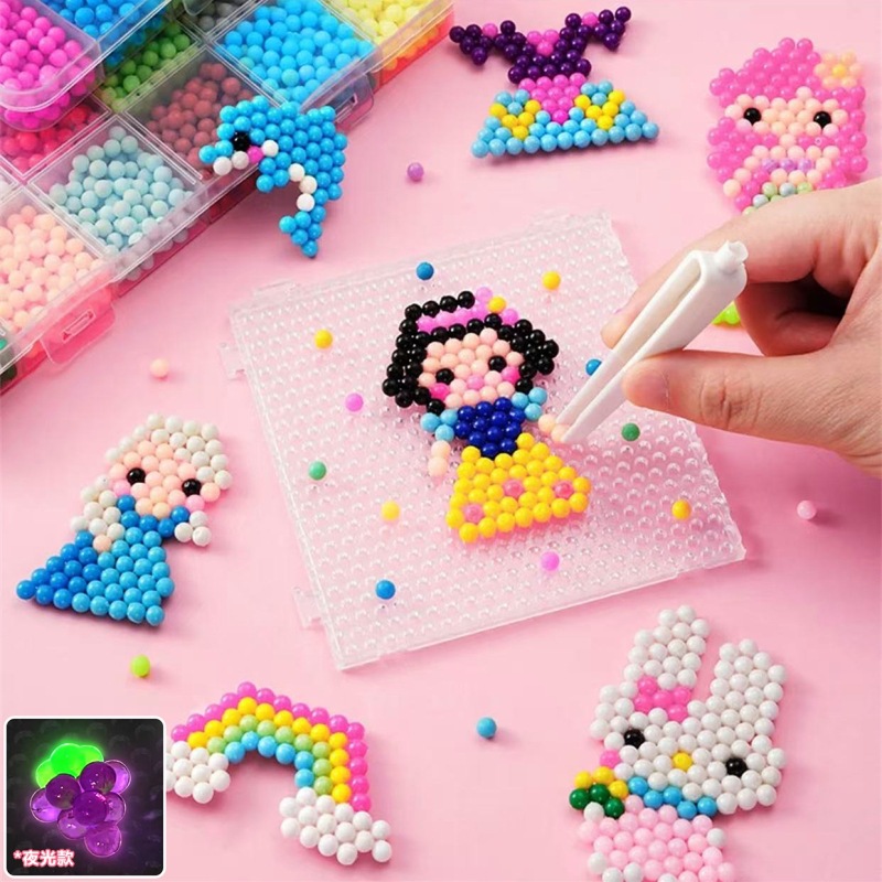 2025新款水雾粒珠水粘珠水溶豆水拼豆水珠法珠制作跨境diy玩具