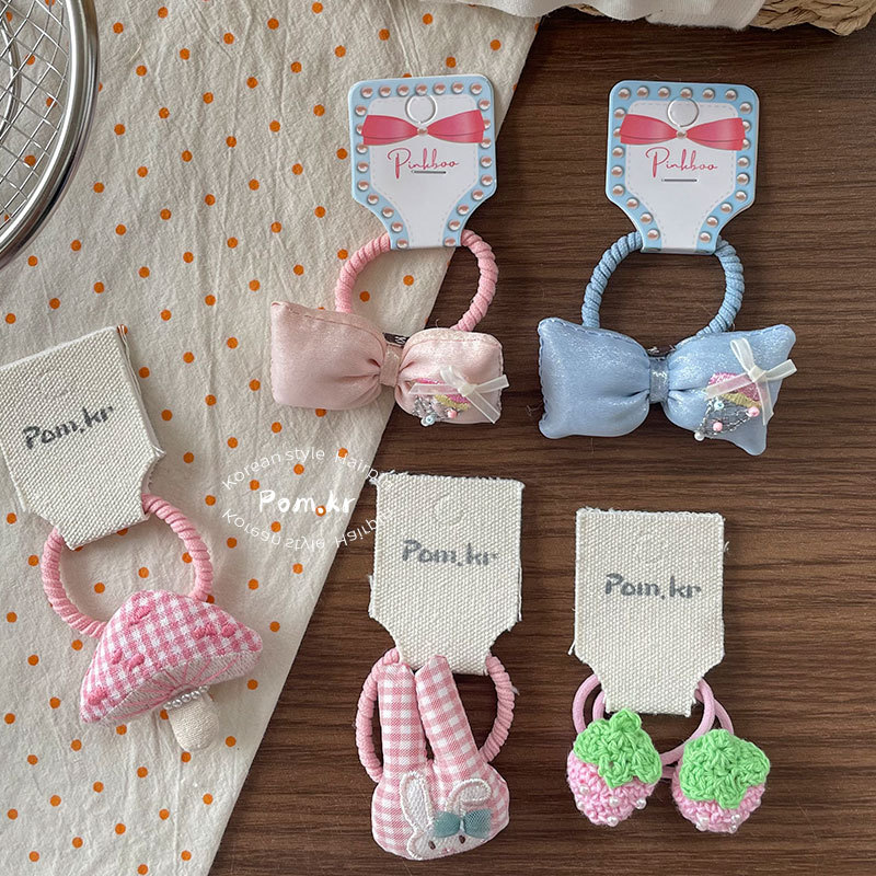 New Korean-style cartoon sweet hair band, children's fabric high-elasticity bow hair band, double ponytail mushroom hair accessory for women Application Scenario