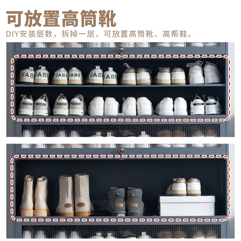 There is a multi-layered, simple and large-capacity shoe rack at the entrance of the shoe cabinet. It is suitable for indoor use in dormitories and rental houses Specification image