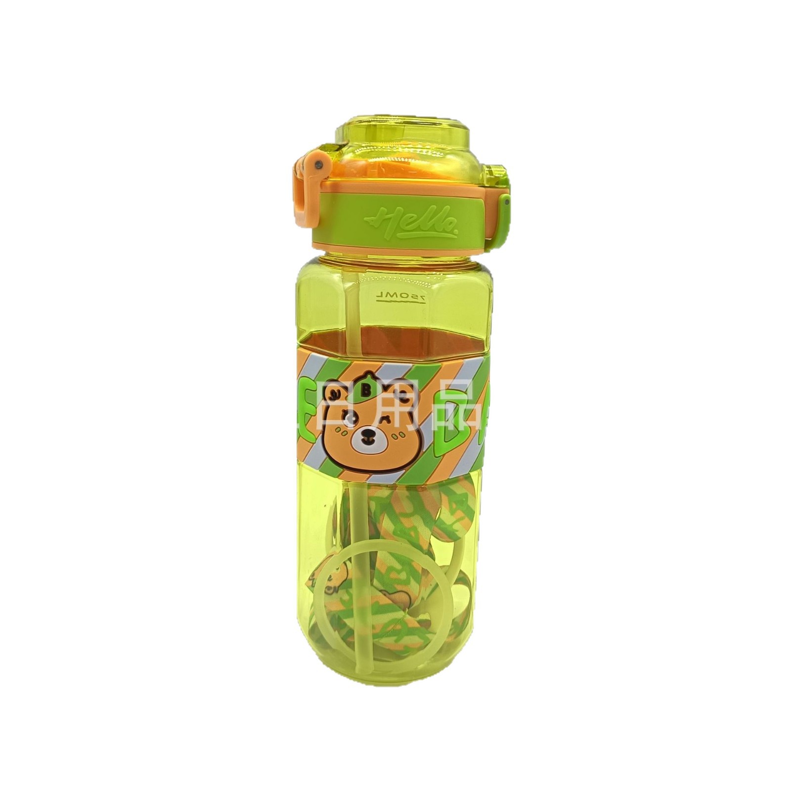 Amazon's best-selling bear octagonal leather strip space cup with a bouncing lid and a shoulder strap, student and children's sports water bottle and cup Item Picture