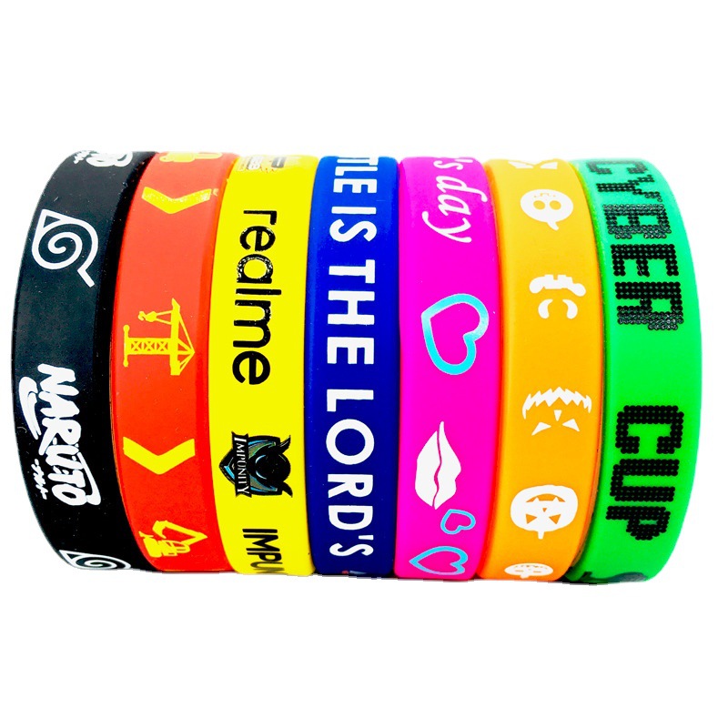 Silicone bracelet printed color LOGO Rubber bracelet Wristband Adult children basketball sports silicone bracelet jewelry Item Picture
