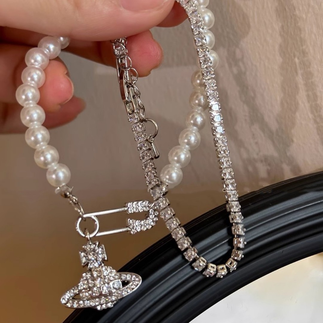 Planeta saturno perla pulsera mujeres luz lujo nicho de alto nivel sentido lleno de circonitas perforadas pulsera exquisita moda de la mano Specification image