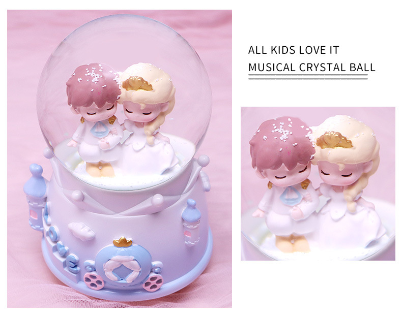 浪漫王子公主水晶球音乐盒南瓜车莎莎公主八音盒女生公主礼物摆件详情7