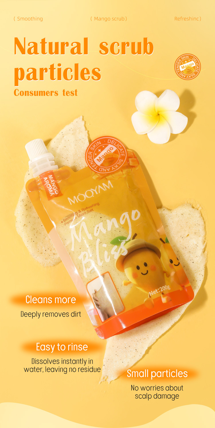 外贸全英文Mango Bath Salt Scrub去角质光滑肌肤芒果浴盐磨砂膏详情8