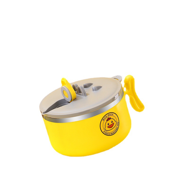 304 stainless steel yellow duck joint Whale strange instant noodle bowl with cover student dormitory lunch box Office lunch box 01216WY9032 Item Picture