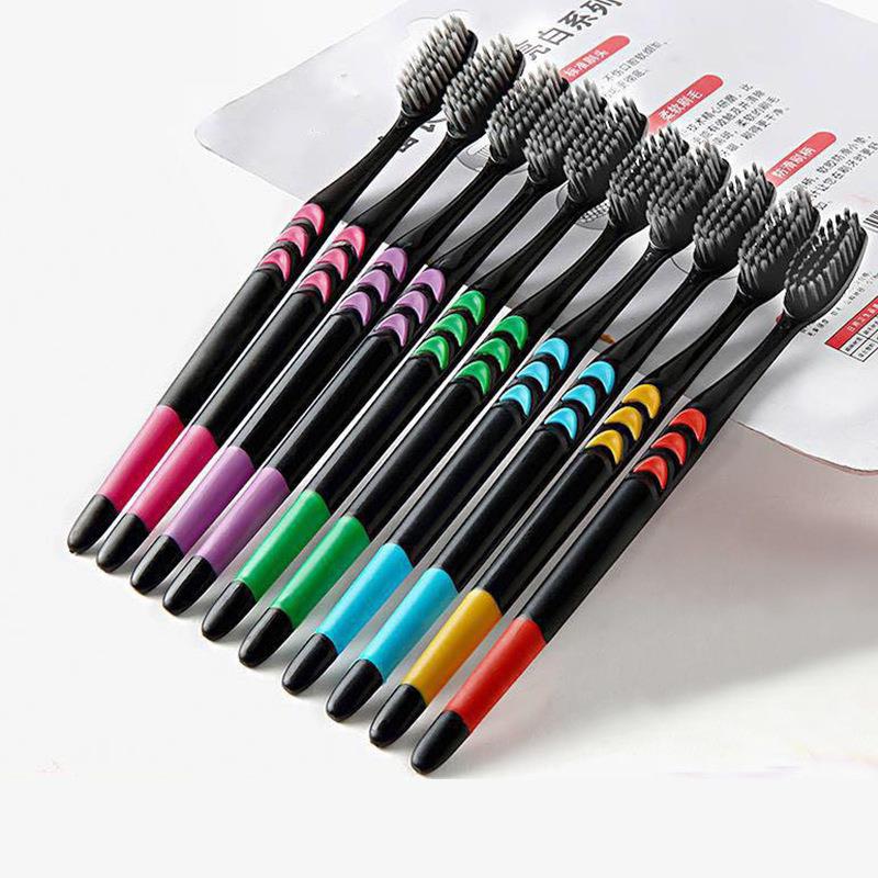 10 Soft Toothbrush Small Moon Bamboo Charcoal Hair Super Fine Super Soft Adult Student Toothbrush Family Affordable Pack Wholesale details Picture