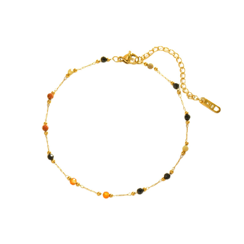 French Ins-style colorful titanium steel ankle chain, a niche design for women, candy-colored ankle chain, a versatile summer accessory for Internet celebrities Item Picture