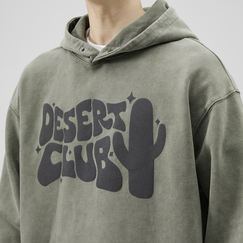 Men's hooded sweatshirt, heavyweight men's spring and autumn base layer shirt, American retro trendy brand men's coat, couple trendy men's hoodie details Picture