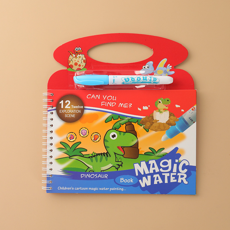 Children's creative clear water imitation colorful doodle book, dinosaur painting book, coloring water picture book, educational early childhood toys details Picture