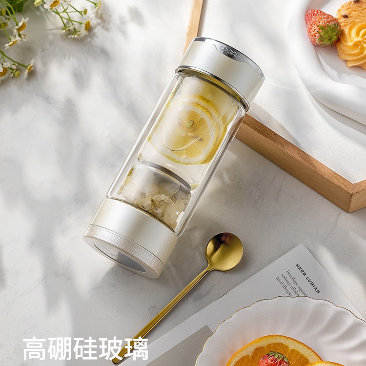 Shimizu Shimizu Floaty Cup Gift Box Tea Separation Tea Cup Female Office Double-Layer Anti-Scalding Glass details Picture