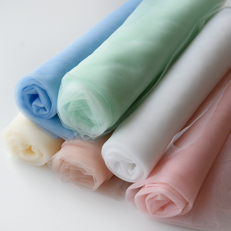 ins仙女雾纱网纱布料 柔软手工diy纯色蕾丝头纱透明薄纱服装面料产品图