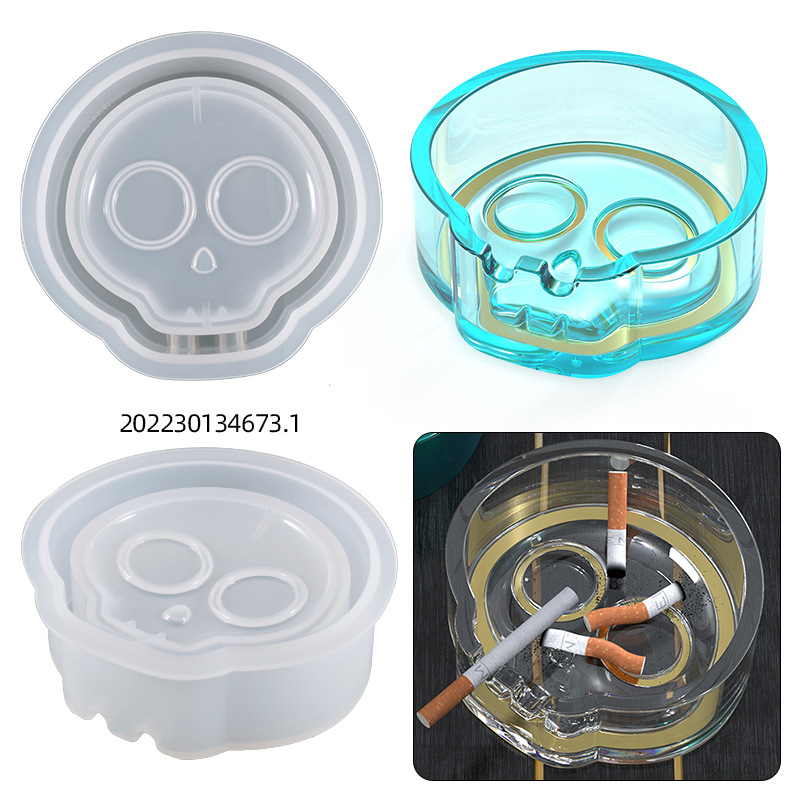 diy crystal resin mold irregular-shaped skull ashtray silicone mold source goods