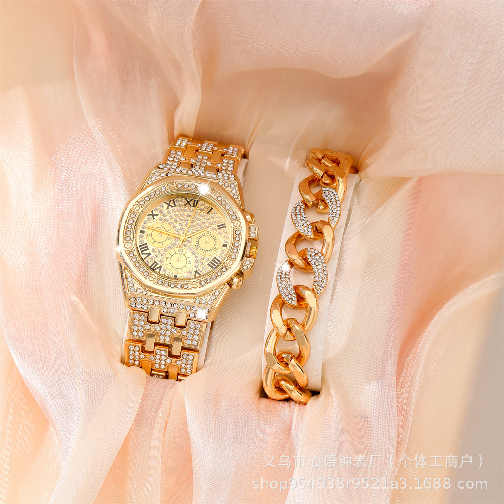 New High-End Fashion Trend Niche Imitation Three Eyes Luxury Men's Watch Men's Watch Bracelet Jewelry Jewelry Set Men