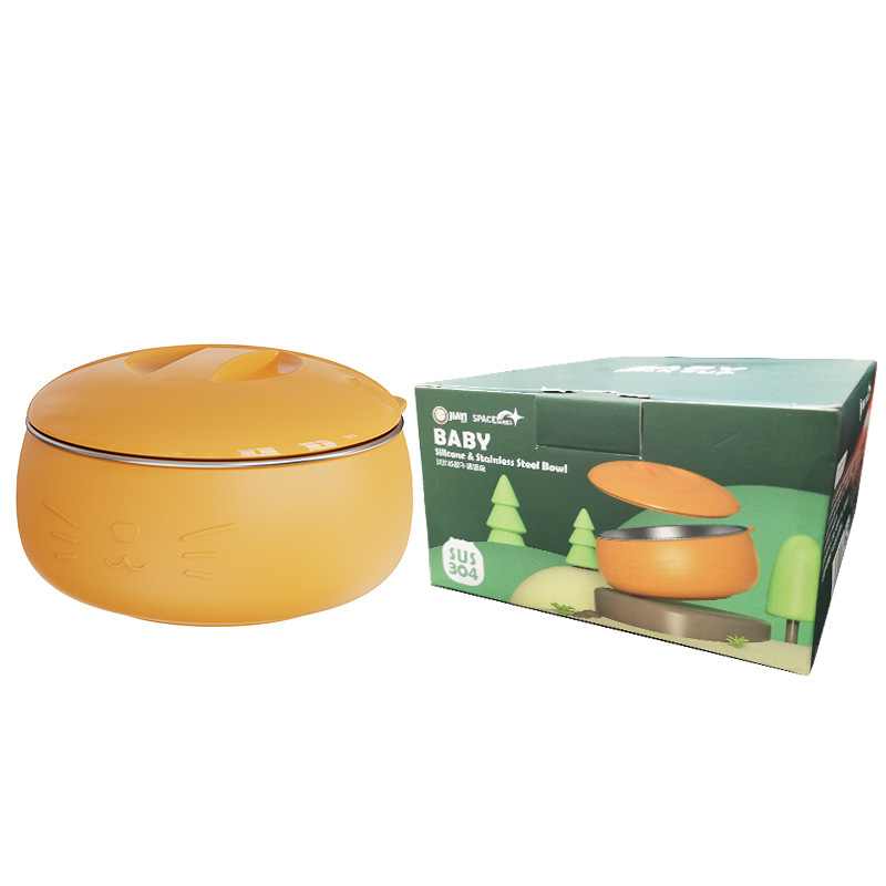 Jiayi Beibi wholesale children's tableware, baby food bowls, 304 stainless steel bowls, silicone bowls, baby bowls with covers Item Picture