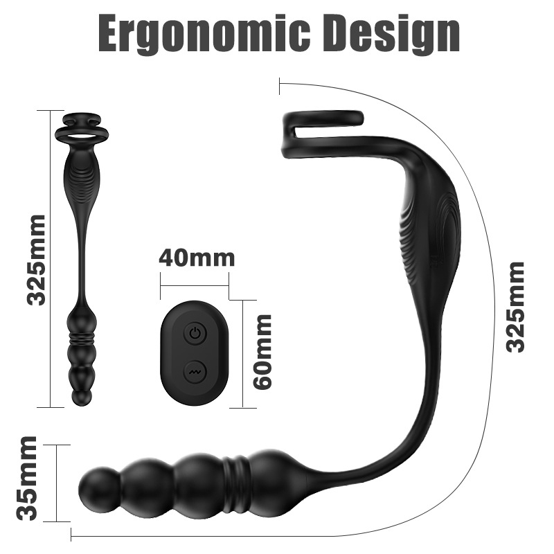 Men's massage device, fully automatic telescopic vibration anal plug with ring, wireless remote control masturbation device anal plug Specification drawing