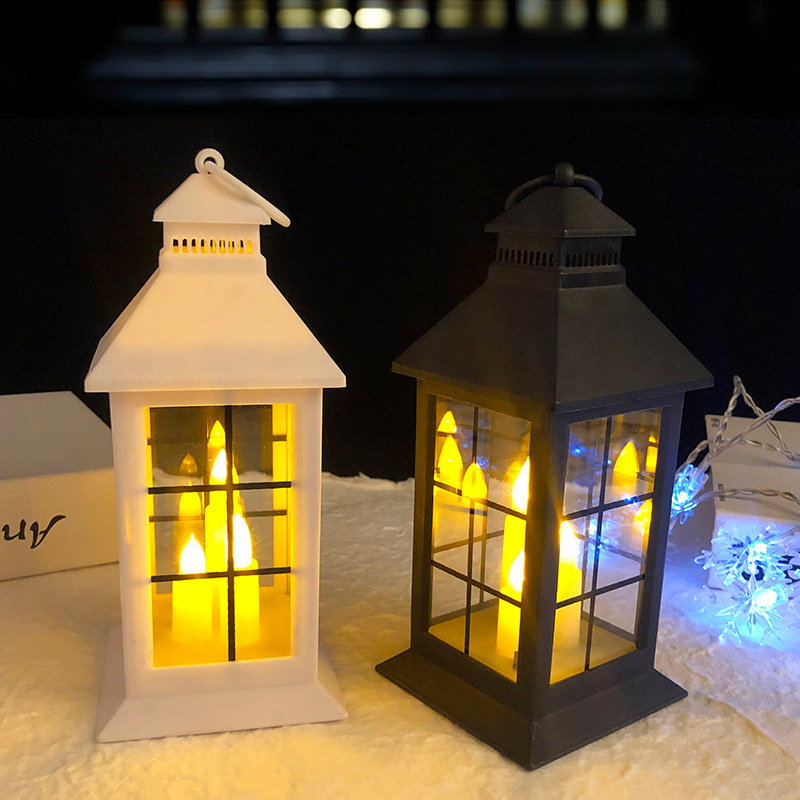 Amazon Christmas LED illuminated pointed-head windowed wind lamp, hand-held lamp, decorative horse lantern, candle wind lamp details Picture