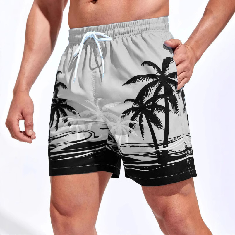 3d coconut tree printed beach casual Hawaiian beach shorts for both men and women in cross-border trade summer are in stock Specification image