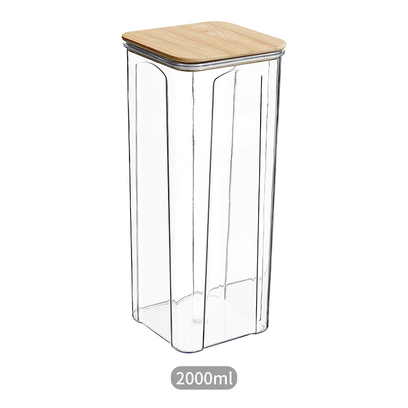 Grain And Miscellaneous Grain Food Sealed Tank Coffee Bean Storage Tank Square Transparent Plastic Storage Tank With Bamboo Cover Storage Box Item Picture