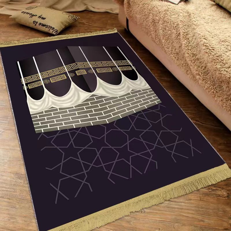 厂家批发礼拜毯优质阿拉伯民族朝拜毯柔软毛绒加厚提花地毯朝拜毯图