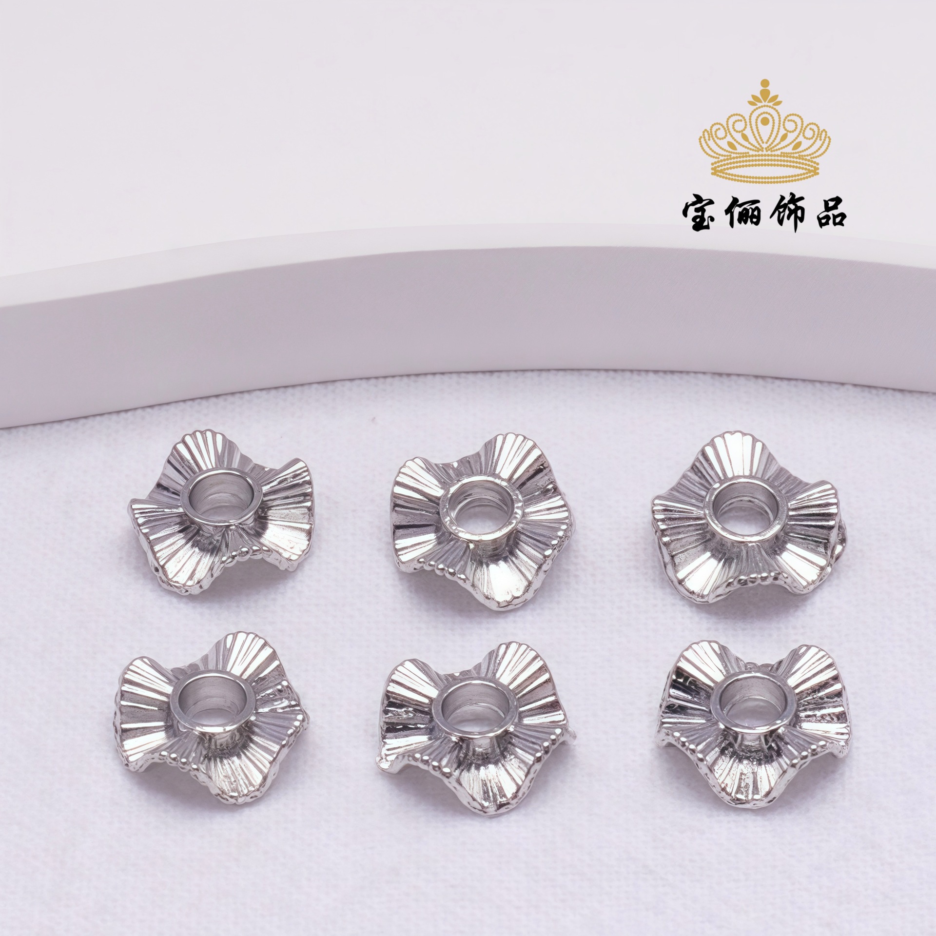 保色14K金色波浪花条纹隔片隔珠花边装饰配件diy手链串珠饰品配件详情2