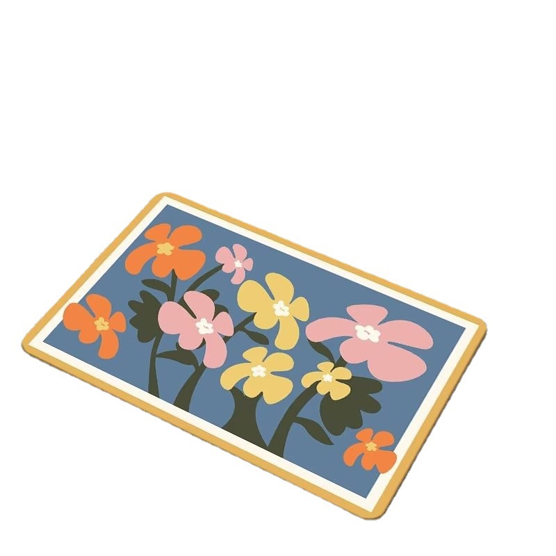 Sweet Flowers Diatom Mud Carpet Absorbent Floor Mat Bathroom Easy To Dry Foot Mat Toilet Can Be Hand-Washed Non-Slip Mat Door Mat Item Picture
