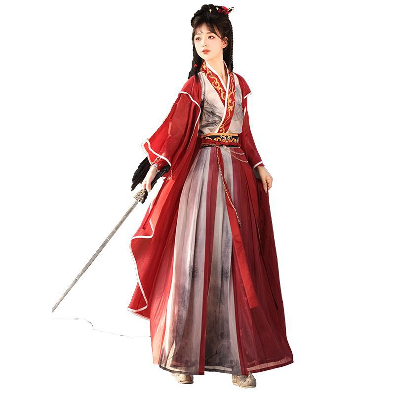 Hanfu set with Han elements, a national trend for both men and women, a flowing waist-length blouse and skirt, a cool and stylish ancient style for women Item Picture