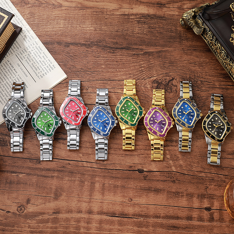 Cross Border Twisted Water Ghost Set Alloy Steel Belt Waterproof Leisure Watch Hip Hop Quartz Watch Wholesale A Hair