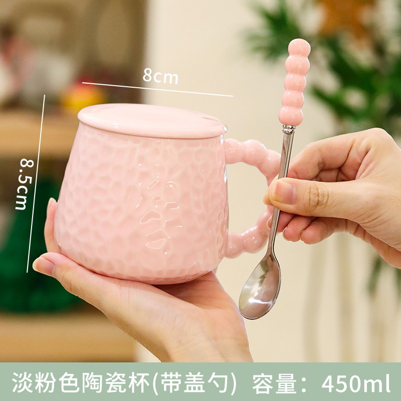 Simple mug with lid, spoon, office breakfast cup Specification image