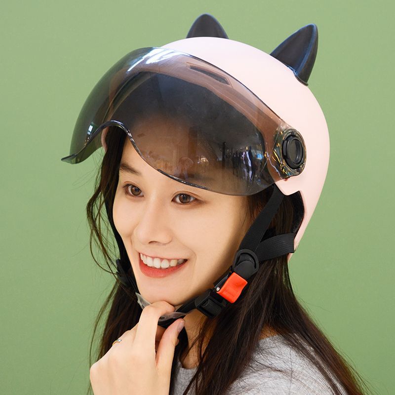 Electric battery car helmet cat ears ladies summer sunscreen breathable helmet men four seasons riding through the Korean home Specification drawing