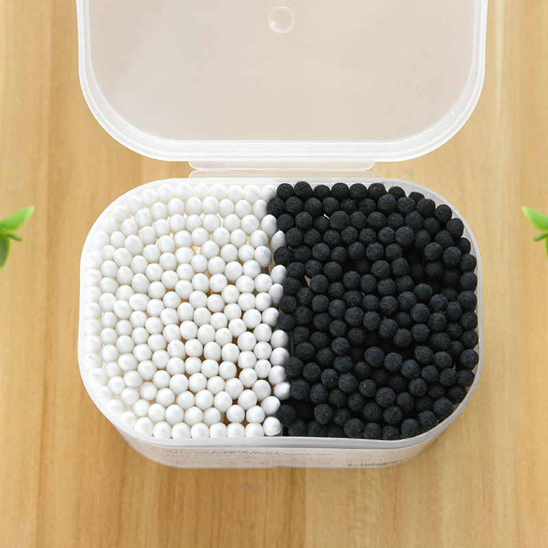 Sp Ear Spoon Type Cotton Swab Box Paper Spindle Black Spiral Ear Pick Double Head Fine Round Pointed Cosmetic Cotton Swab Application Scenario