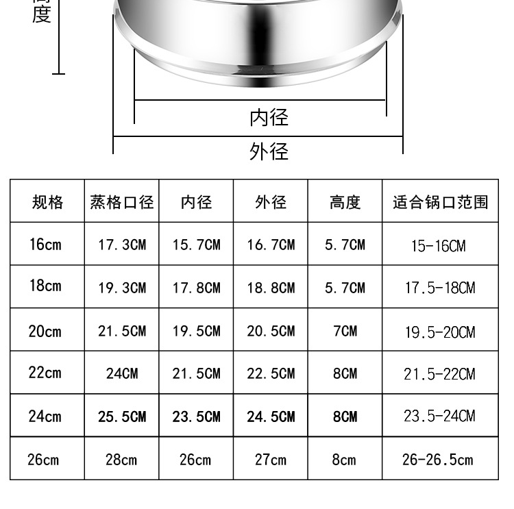 不锈钢蒸格蒸笼蒸架子蒸篦加厚多功能蒸鱼蒸馒头亮光蒸笼屉蒸锅详情10