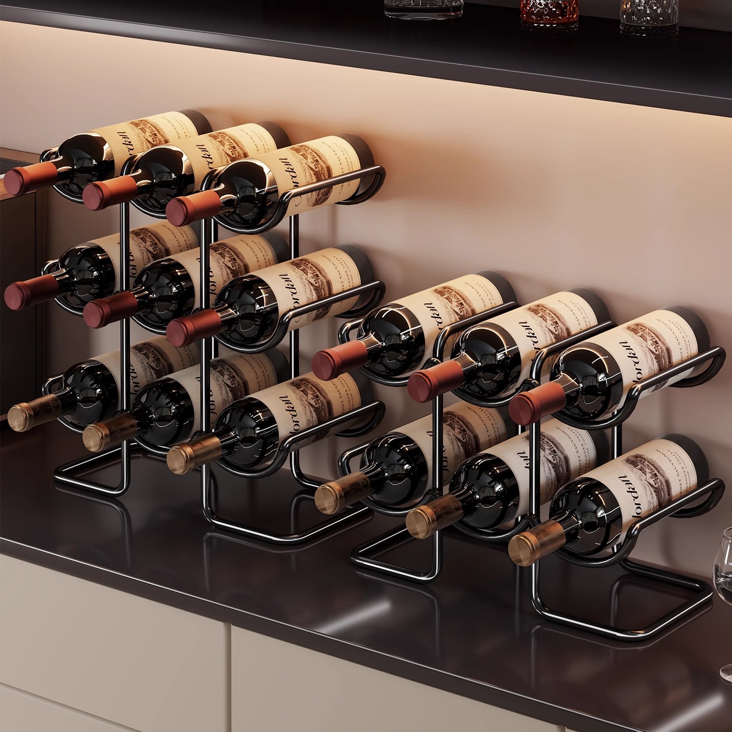 酒柜置物架红酒架摆件轻奢高档倒挂酒杯架子斜放酒架杯架酒瓶收纳