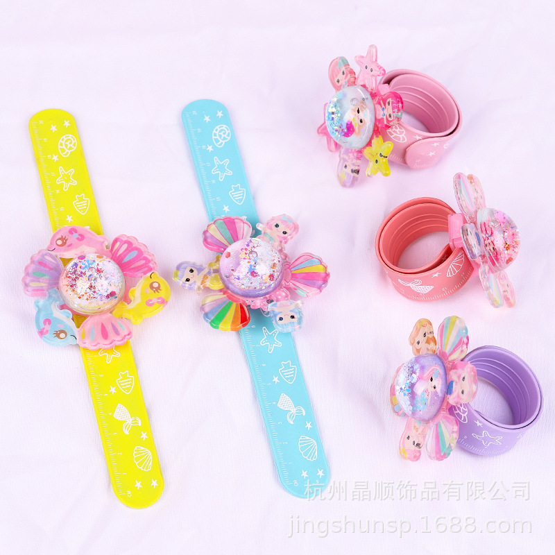 Children Quicksand Patter Circle Into Oil Rotating Bracelet Cartoon Bracelet Mermaid Pat Circle Toy Kindergarten Gift Specification drawing