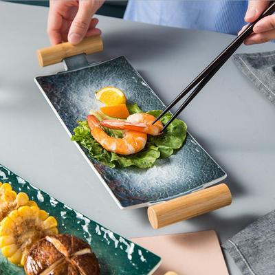 日式餐具渐变石纹寿司盘家用盘子长方形料理刺身盘子平盘时尚摆盘