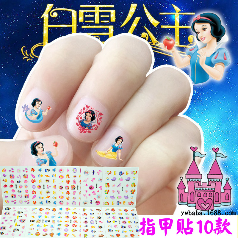 Ins Eco-Friendly Cute Kids Nail Sticker Animal Cat Princess Prince Children Cartoon Nail Toy Sticker Specification drawing