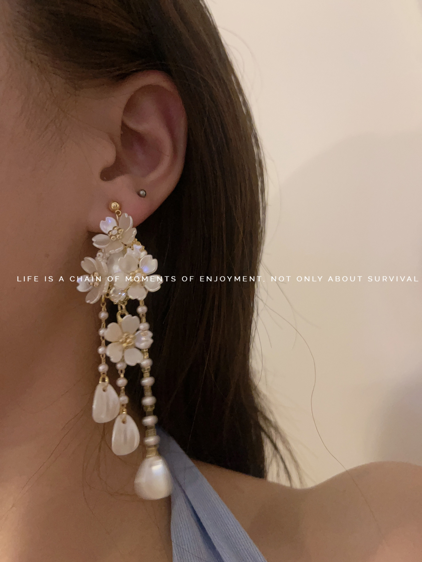 Super Fairy Flower Tassel Earrings Niche Design Sense Of Advanced Gentle Fairy Air Light Luxury Temperament New Earrings Drop Silver Needle details Picture