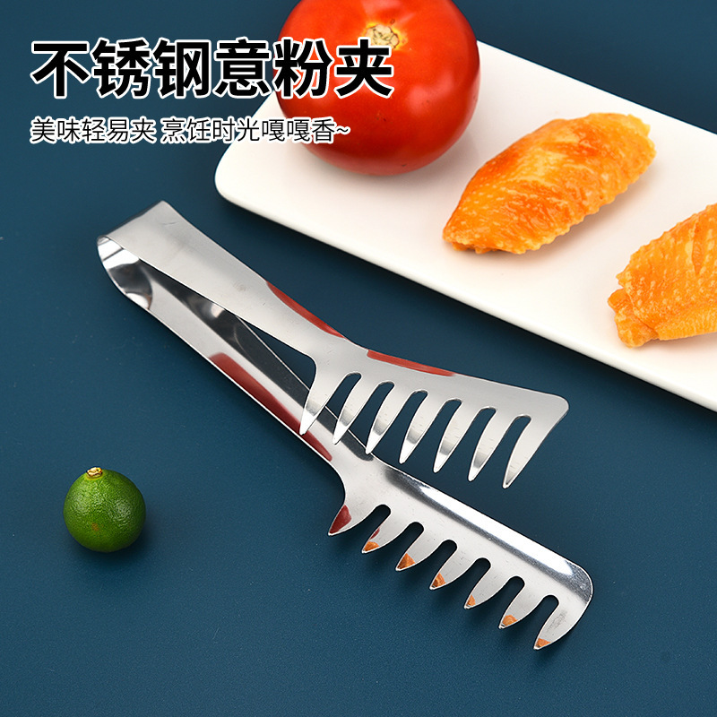 Bread tongs, food tongs, barbecue tongs, pasta tongs, comb tongs, kitchen tools, food tongs, stainless steel tongs, Amazon details Picture
