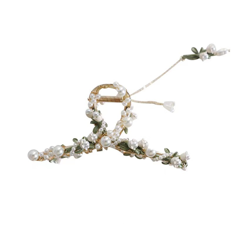 Royal Style Super Fairy Pearl Hairpin Temperament Large Pan Hair Clip Female Back Head Lily Shark Clip Advanced Sense Item Picture