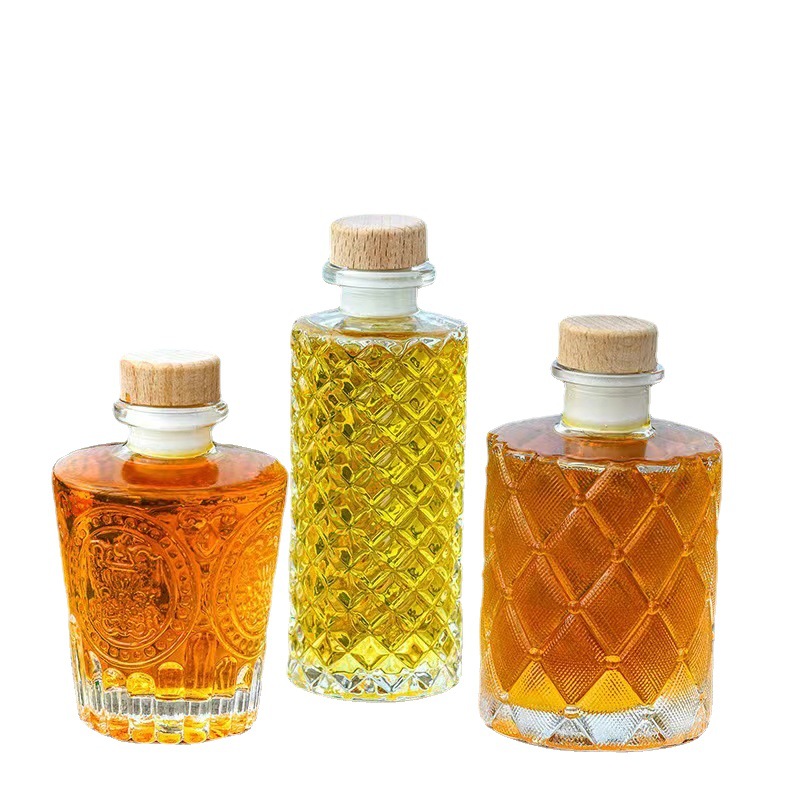 玻璃小酒瓶100ml果酒瓶空瓶菱形分装瓶香薰香水透明玻璃瓶空酒瓶详情图5