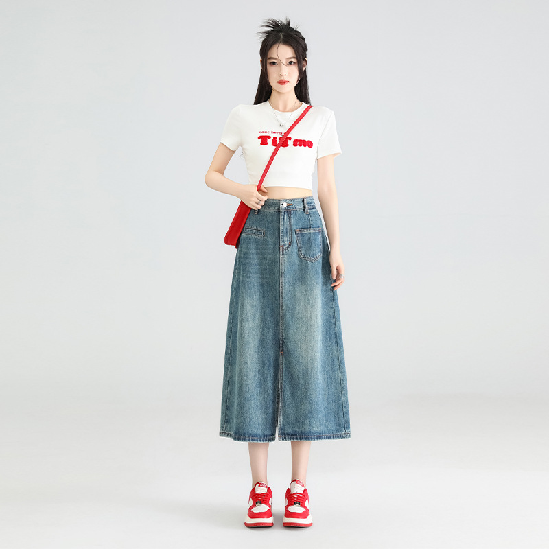 牛仔裤女高腰复古/牛仔裤女直筒复古/牛仔裤/多口袋牛仔裤欧美/女款牛仔裤细节图