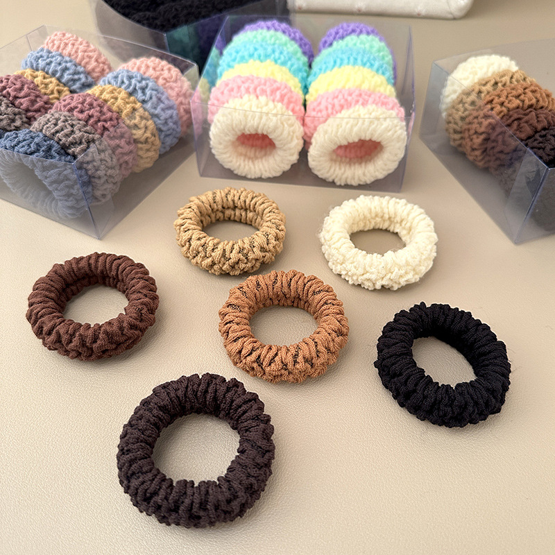 Boxed thickened and widened high-elasticity towel band, seamless fish-scale pattern hair tie, rubber band, leather cover, hair band pic 57