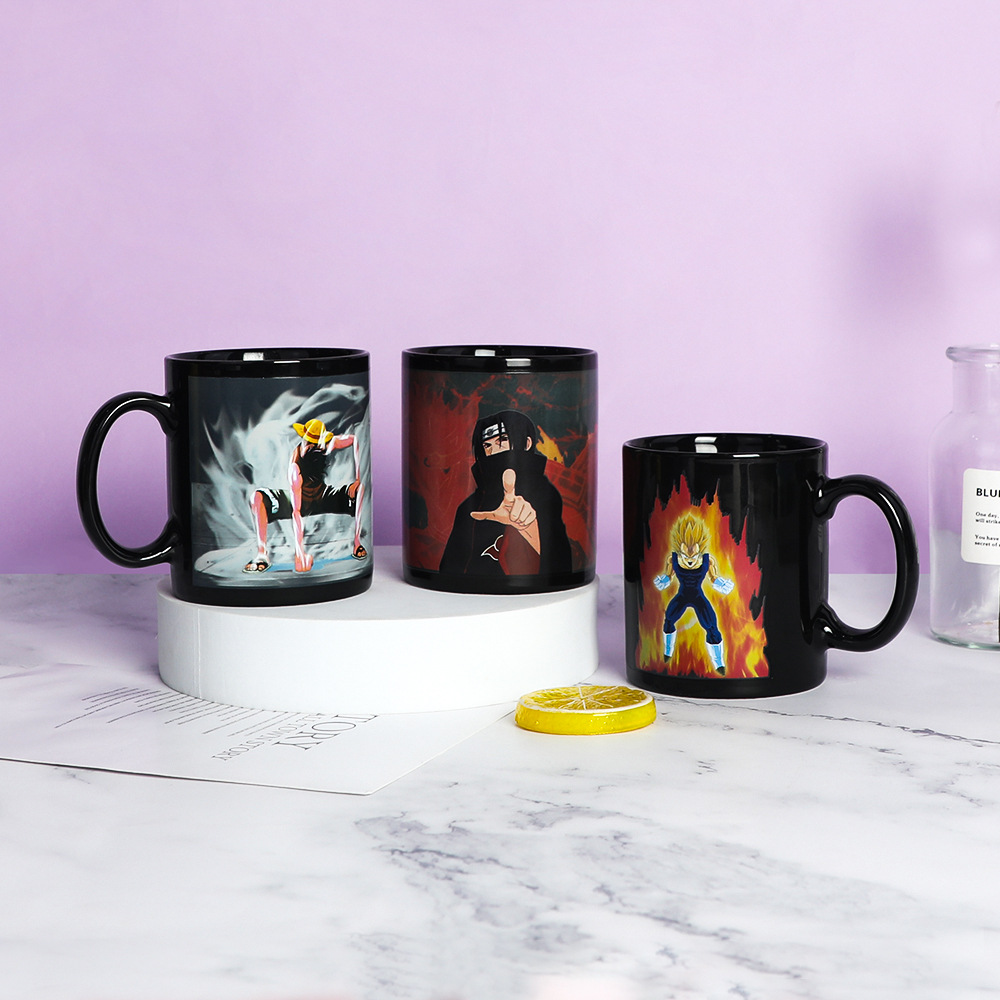 Factory direct supply coffee ceramic cups, color-changing mugs, Japanese-style cartoon personalized large-capacity ceramic color-changing cups details Picture